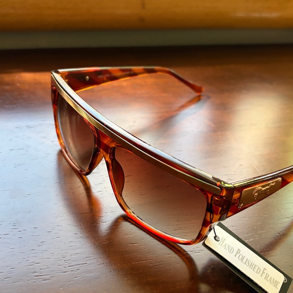 New KISS Oversized Square Flat Top Hip Hop Sunglasses Tortoiseshell Amber Gold